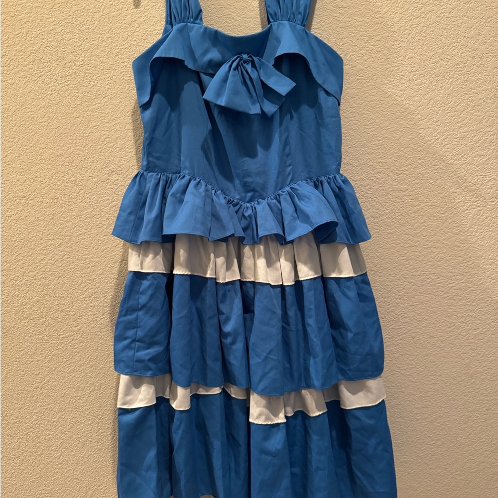 Blue and White Ruffled Dress